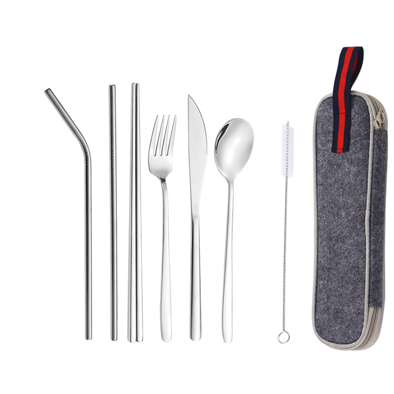 CJDQ50 7Pcs Reusable Cutlery Set